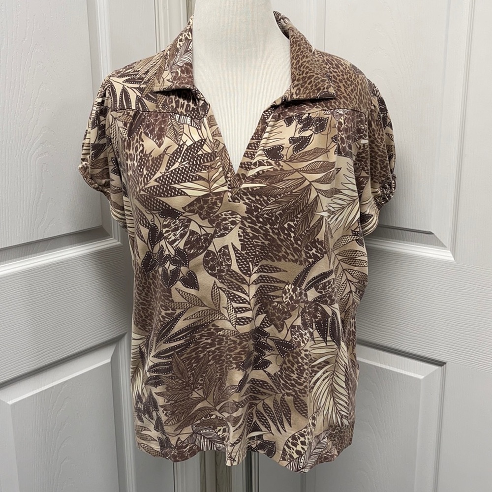 Classic Elements Brown Leaf Cotton Shirt - Picture 1 of 7